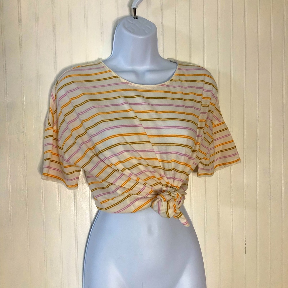 Madewell striped boxy crop tee in vintage stripe